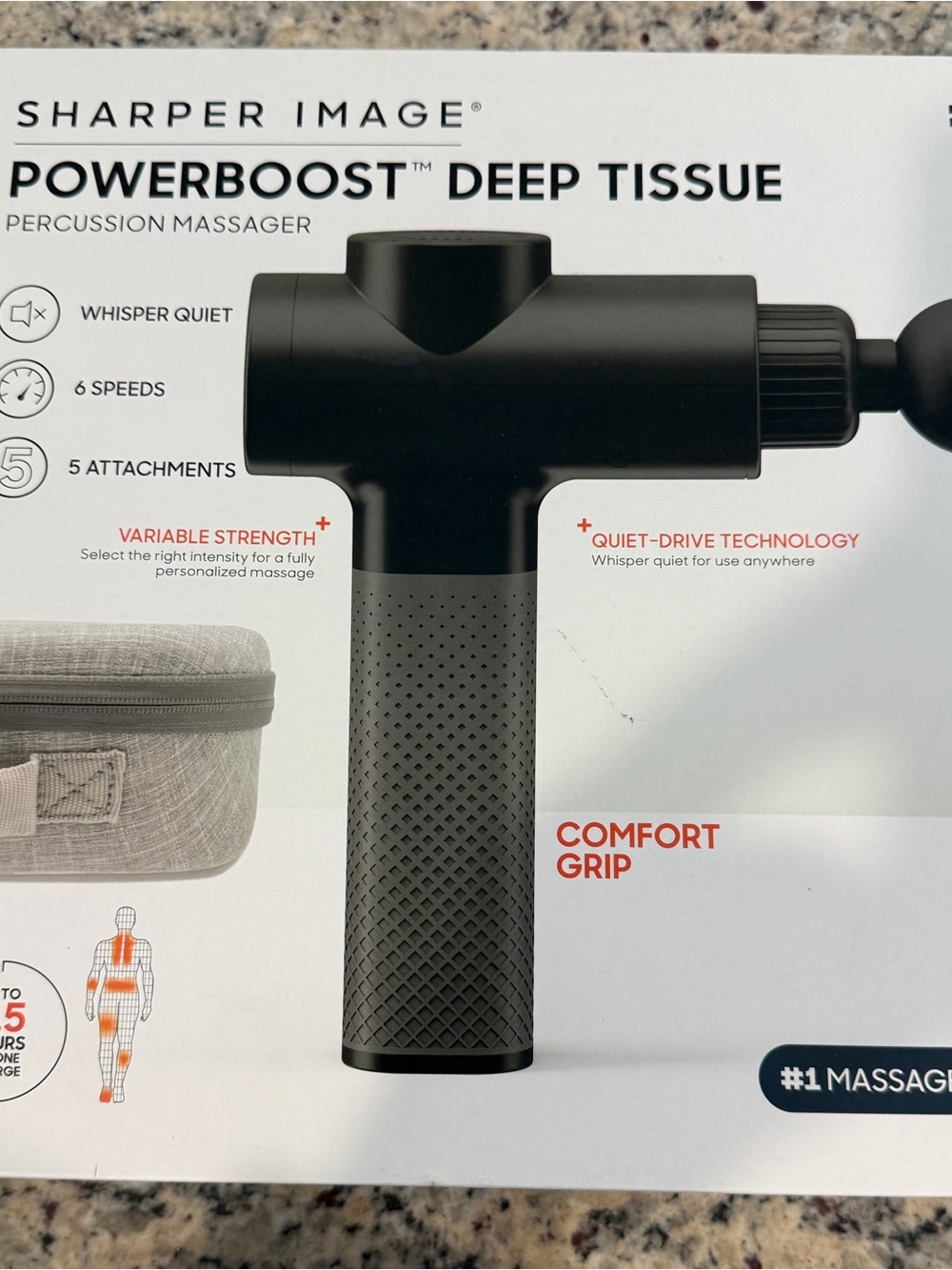 Sharper Image PowerBoost Deep Tissue Massage Gun NEW